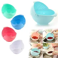 Plastic 3 in 1 Basket for Fruits Vegetable Rice Washing Water Strainer-thumb1