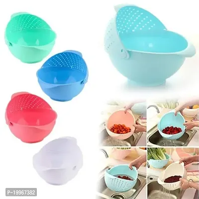 Plastic 3 in 1 Basket for Fruits Vegetable Rice Washing Water Strainer-thumb2