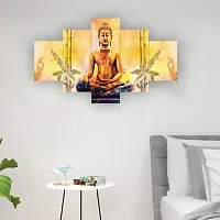 Bharat Global Craft  Set Of Five Gautam Buddha Wall Painting With Frame For Living Room 3D Scenery For Wall (B1117X30) Inch.-thumb2