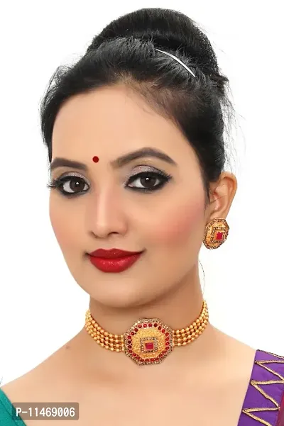 Traditional Choker with Earrings Jewellery Set for Girls Womens-thumb2