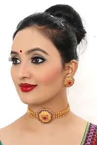 Traditional Choker with Earrings Jewellery Set for Girls Womens-thumb1