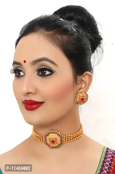 Traditional Choker with Earrings Jewellery Set for Girls Womens-thumb2