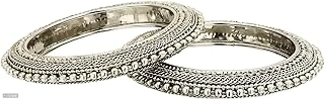 Stylish Silver Glass Bangles For Women Pack Of 2-thumb0