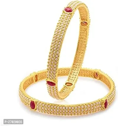 Stylish Golden Glass Bangles For Women Pack Of 4-thumb0