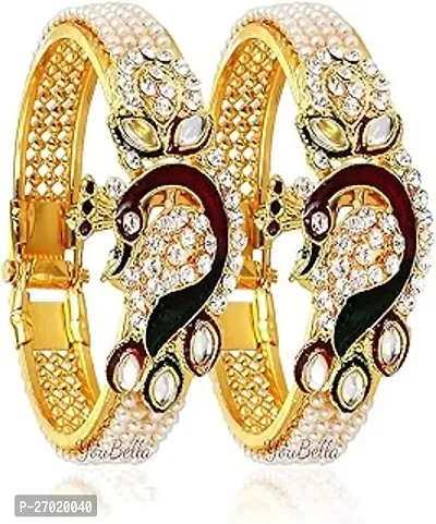 Stylish Golden Glass Bangles For Women Pack Of 2-thumb0