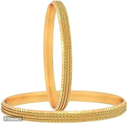 Stylish Golden Glass Bangles For Women Pack Of 2-thumb0