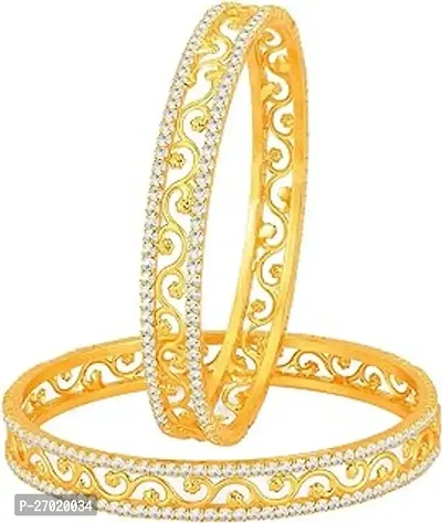 Stylish Golden Glass Bangles For Women Pack Of 2