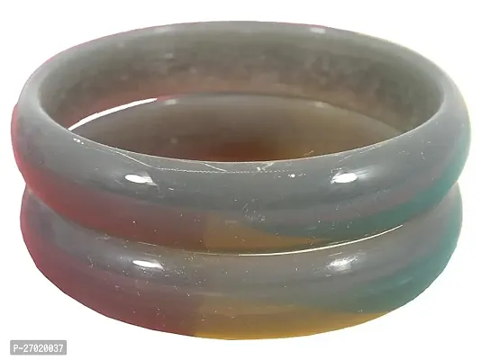 Stylish Grey Glass Bangles For Women Pack Of 2