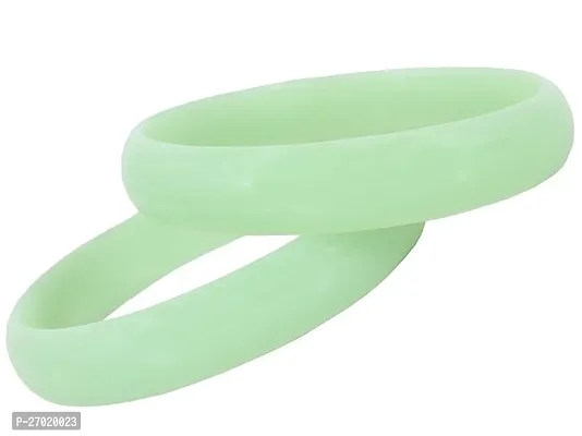 Stylish Green Glass Bangles For Women Pack Of 2-thumb0