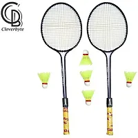 Best Quality Badminton Set Of 2 Piece Double Rod Badminton Racquet With 5 Piece Nylon Shuttle Badminton Kit-thumb1