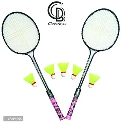 Best Quality Badminton Set Of 2 Piece Double Rod Badminton Racquet With 5 Piece Nylon Shuttle Badminton Kit-thumb0