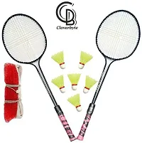 Best Quality Badminton Set Of 2 Piece Double Rod Badminton Racquet With 6 Piece Nylon Shuttle And 1 Piece Of Badminton Net Badminton Kit-thumb1