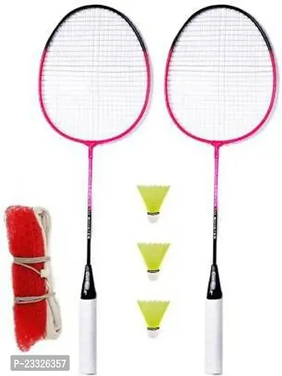 Best Quality Booster Badminton Set Of 2 Badminton Racquet With 3 Piece Nylon Shuttle And 1 Piece Of Badminton Net Badminton Kit-thumb0