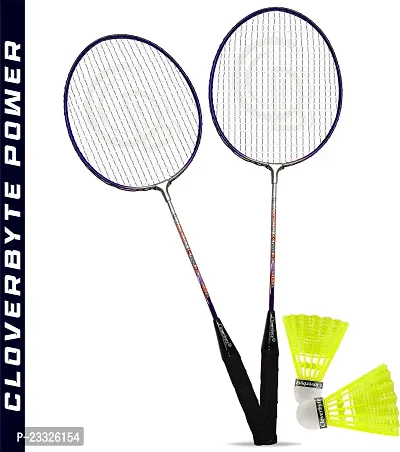 Best Quality Power Purple Steel Lightweight Badminton Racquet 1 Pair With 2 Pc Shuttlecocks Badminton Kit