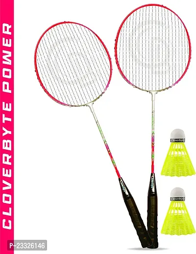 Best Quality Power Pink Steel Lightweight Badminton Racquet 1 Pair With 2 Pc Shuttlecocks Badminton Kit