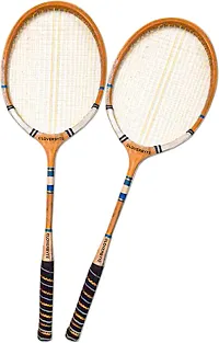 Best Quality Wooden Badminton Kit Set Of 2 Piece Racquet With 4 Piece Plastic Shuttle Cock Badminton Kit-thumb1