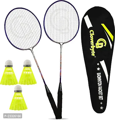 Best Quality Power Purple Steel Lightweight Badminton Racquet 1 Pair With 3 Pc Shuttles and Bag Badminton Kit-thumb0