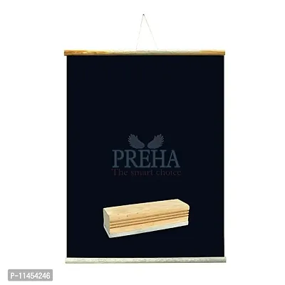 Preha The Smart Choice 1.75X2.5 Feets (20x30 Inchs) Wall Hanging Non-Magnetic Black Roll Up Board with 1 Wooden Duster Combo-thumb0