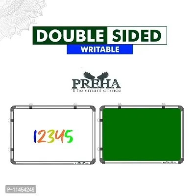 Preha The Smart Choice Reversible Non-Magnetic Melamine one Side Whiteboard one Side Green Board 1X2 Feet|One Side Whiteboard Surface and Other Side Green Chalk Board Surface-thumb2