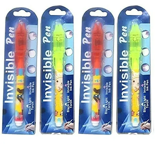 Preha The Smart Choice UV Invisible Ink Magic Pen For Kids Birthday Party Digital Pen (Pack of 4, Invisble Multicolor Pen)