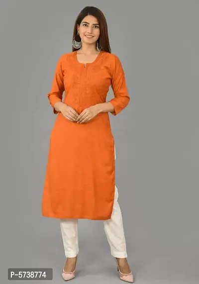 Women's Rayon fancy slub kurti-thumb0