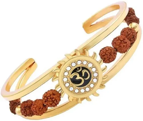 Beautiful Designer Divine Gold Plated Rudraksh Men's Bracelet