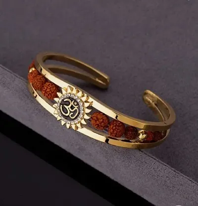 Traditional Gold Plated Rudraksh Adjustable Men's Bracelet