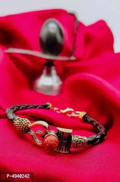Trendy Stylish Gold Plated Rudraksha Men's Bracelet