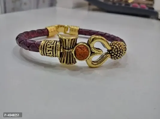 Trendy Stylish Gold Plated Rudraksha Men's Bracelet-thumb0