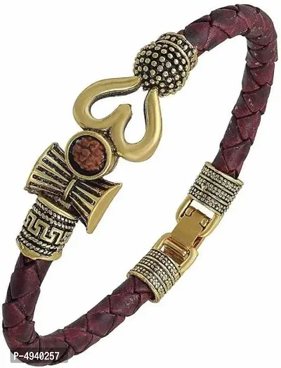 Trendy Stylish Gold Plated Rudraksha Men's Bracelet-thumb0