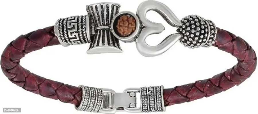 Trendy Stylish Silver Plated Rudraksha Men's Bracelet