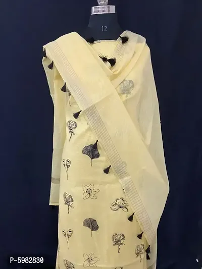 Latest Beautiful Chanderi Cotton Dress Material with Dupatta-thumb0