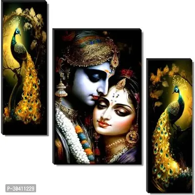 Vibrant Wall Decorative Devotional Paintings With Frame Set Of 3-thumb0