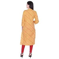 Faunashaw Women Cotton Straight Leheriya Print Kurti Yellow-thumb1