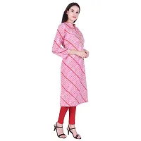 Faunashaw Women Cotton Straight Leheriya Print Kurti (FSK710 Pink Lahariya-M-thumb2