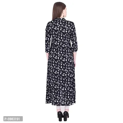 Faunashaw Women's Black Rayon Printed Asymmetric Kurti-thumb5