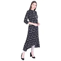 Faunashaw Women's Black Rayon Printed Asymmetric Kurti-thumb1