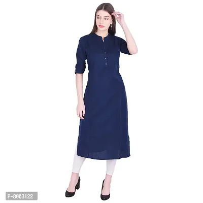 Faunashaw Women Cotton Solid Staright Kurti-thumb4