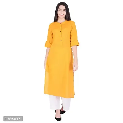 Faunashaw Women Cotton Solid Staright Kurti-thumb0