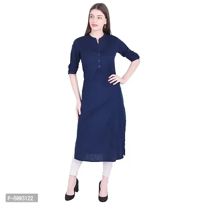 Faunashaw Women Cotton Solid Staright Kurti-thumb2