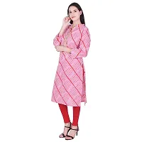 Faunashaw Women Cotton Straight Leheriya Print Kurti (FSK710 Pink Lahariya-M-thumb4