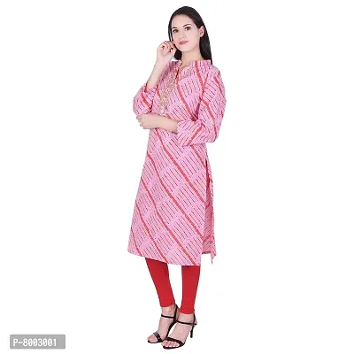 Faunashaw Women Cotton Straight Leheriya Print Kurti (FSK710 Pink Lahariya-M-thumb5