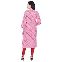 Faunashaw Women Cotton Straight Leheriya Print Kurti (FSK710 Pink Lahariya-M-thumb1