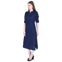 Faunashaw Women Cotton Solid Staright Kurti-thumb2