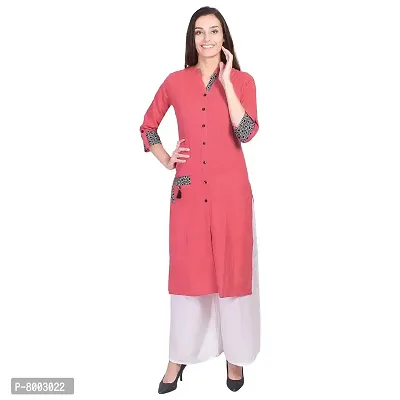 Faunashaw Women Cotton Slub Staright Kurti-thumb0