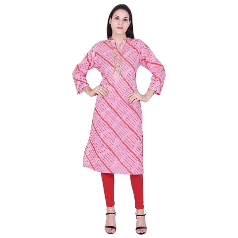 Faunashaw Women Straight Leheriya Print Kurti (FSK710 Lahariya-M