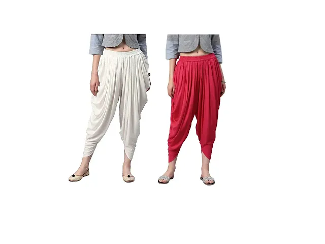 Faunashaw Women Stylish Dhoti Pants Salwar Bottom Wear For Girls/Womens/Ladies Pack Of 2 {Multicolor}
