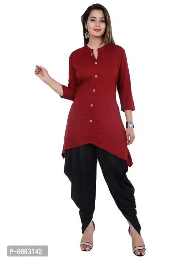 Faunashaw Women's Stylish New Dhoti Kurta Set Cotton Rayon Kurta and Dhoti-thumb0