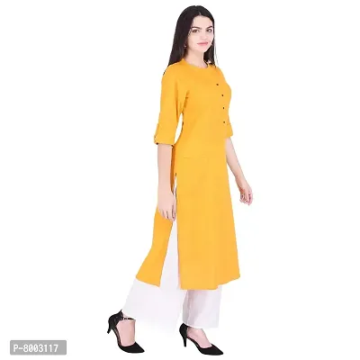 Faunashaw Women Cotton Solid Staright Kurti-thumb4