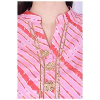 Faunashaw Women Cotton Straight Leheriya Print Kurti (FSK710 Pink Lahariya-M-thumb3